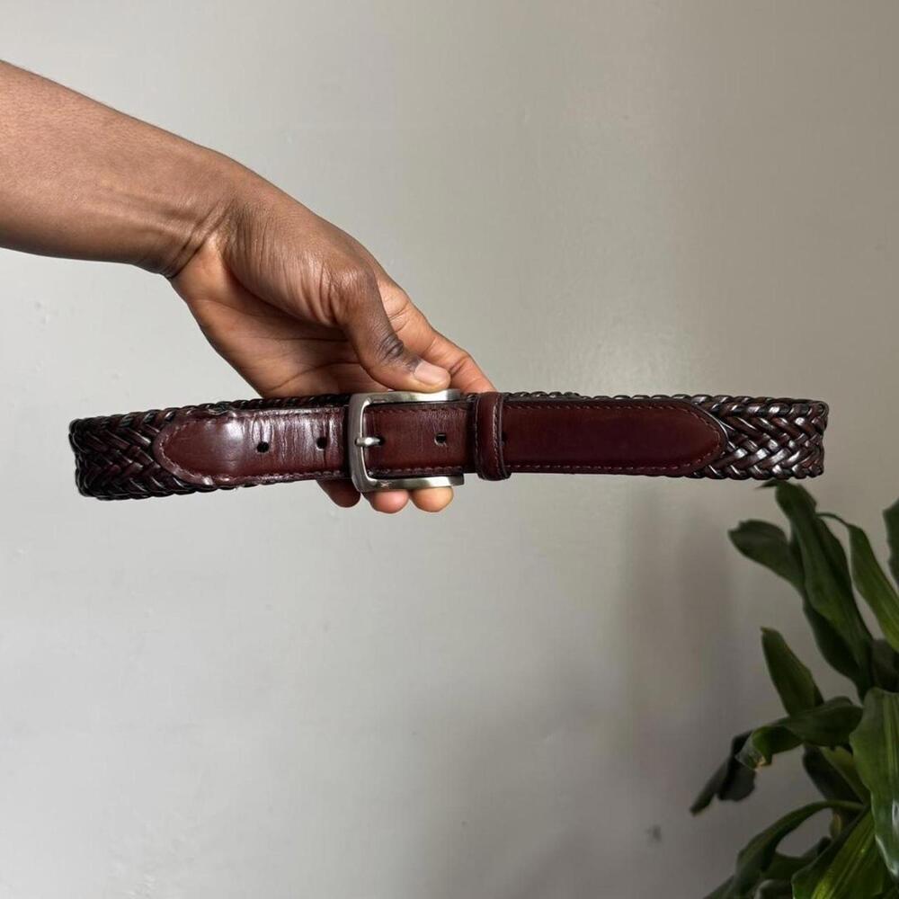 Vintage Docket old money academia Braided Mahogany‎ Leather Belt size 42/105